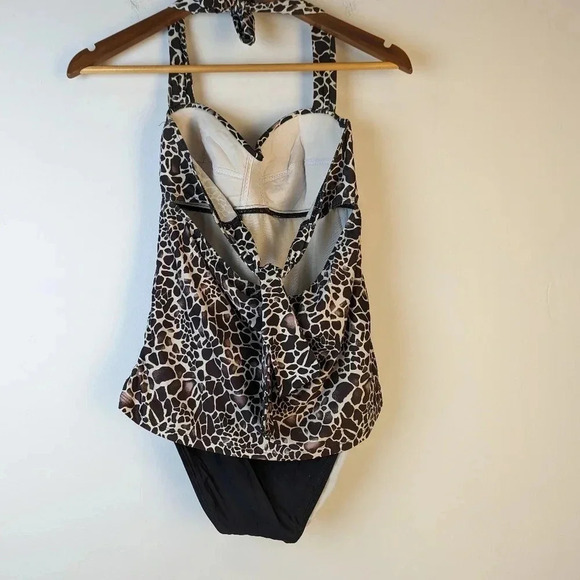 Antonio Melani Halter Animal Print One Piece Swimsuit / Medium - Picture 2 of 3